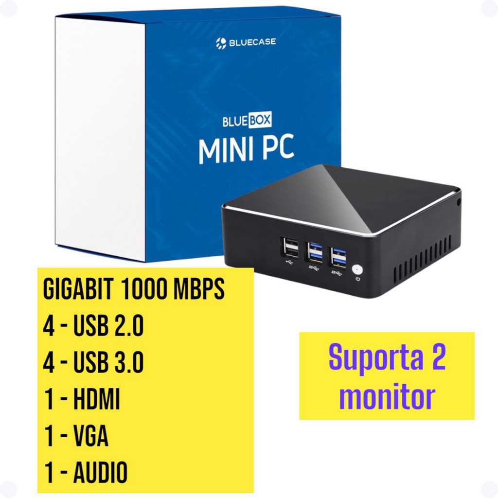 Mini Pc Potente i3 SSD 120gb 8gb de Ram Intel Bvolt Bluecase