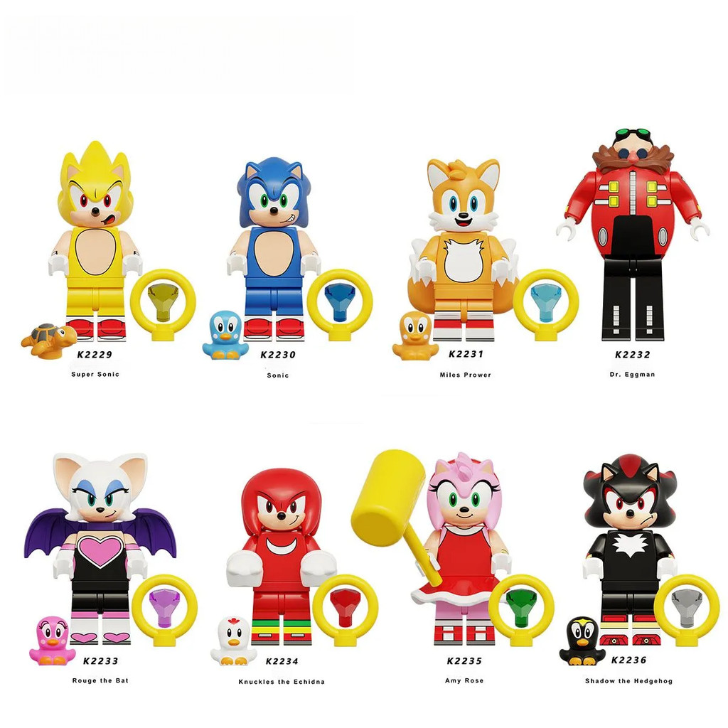 Sonic Action Figure Miles Sonic Prower Amy Rose Rouge The Bat Eggman Bloco De Construção Coleção Brinquedos Para Criança