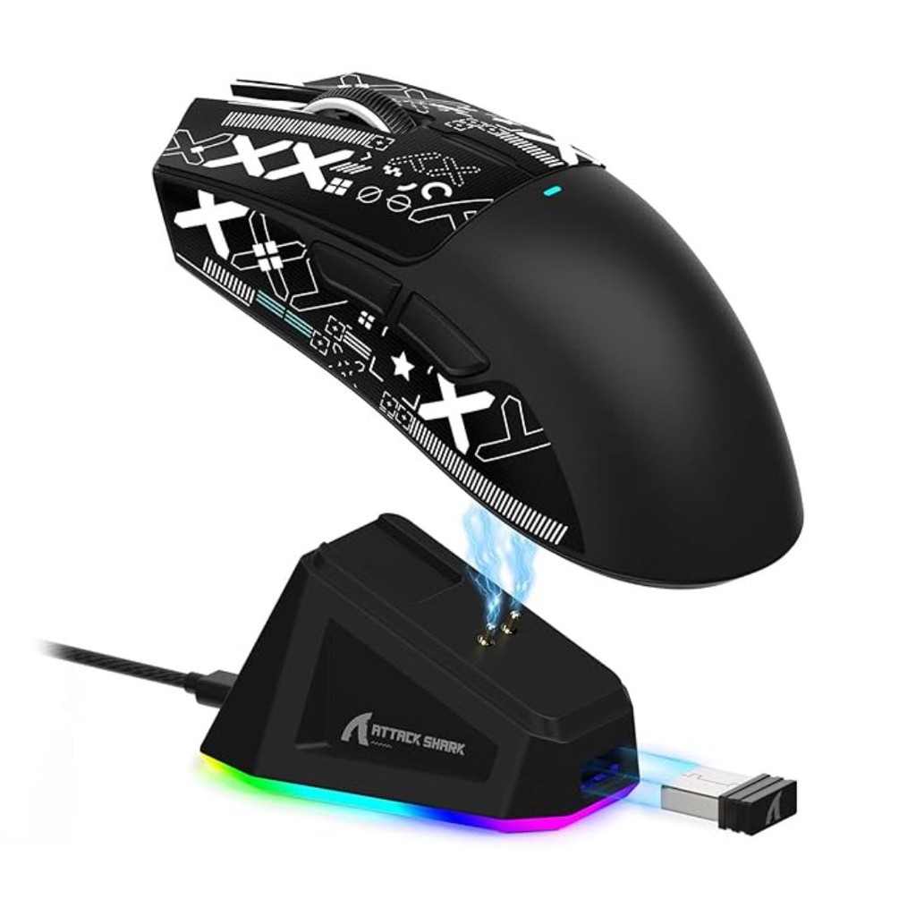 Mouse Gamer Attack Shark X11, Black, 22000DPI,Tri-Mode, RGB,