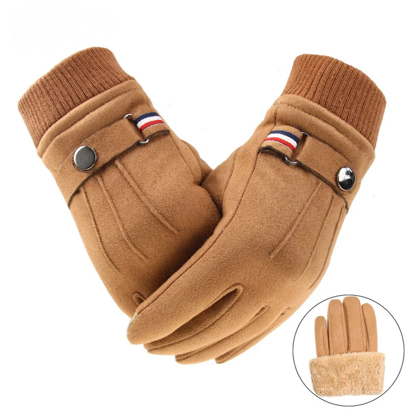 Luvas Masculinas De Inverno Camurça Manter Quente Tela Sensível Ao ...