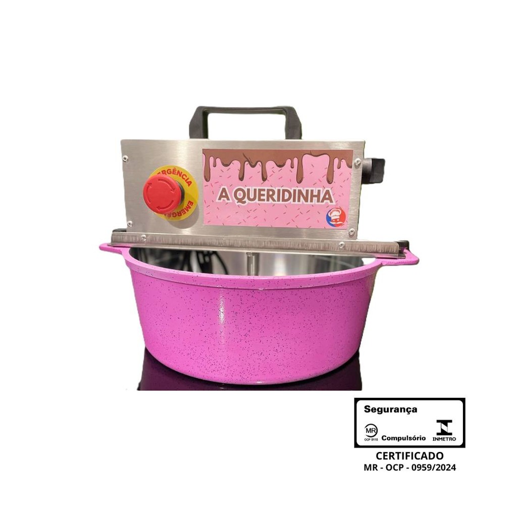 Panela Mexer Doces Brigadeiros Recheios Automática Rosa 4,0 Litros brinde Placa 4,0 Litros
