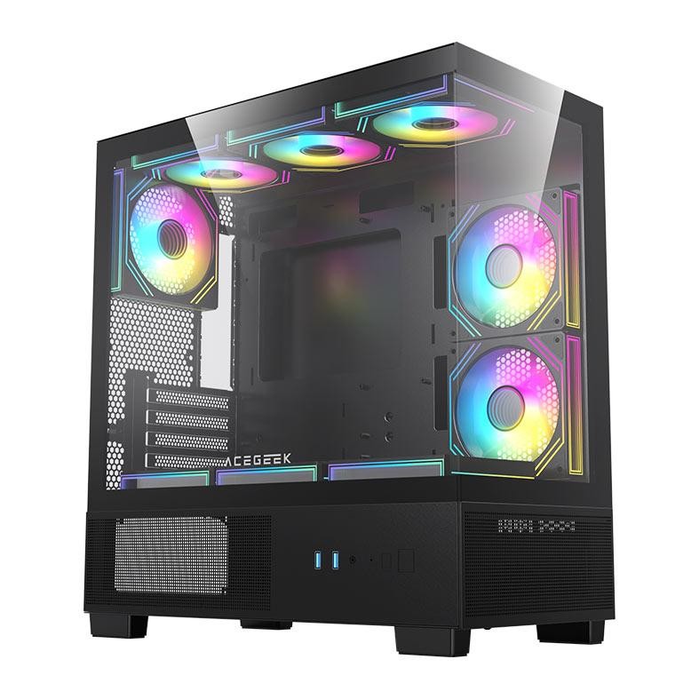 Gabinete Gamer Acegeek Echo Mini, Mini-Tower, Lateral de Vidro, Preto, AG-ECHO-MINI-BK