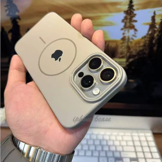 Capa Rígida Magnética Fosca Ultrafina Cinza Titânio Para iPhone 16 15 14 13 12 11 Pro Max Proteção Anti-Queda