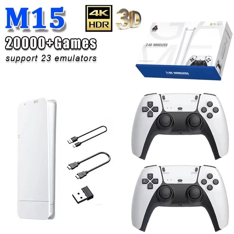 NOVO Vídeo Game Stick M15 Pro 4k 64gb Hdmi Com 2 Controles Se Fio +20mil Jogos