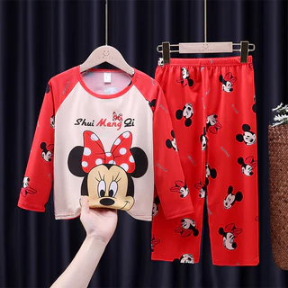 Minnie Meninas Define Mickey Meninos Pijamas Terno Outono Crianças Topos Calças 2 Pçs Primavera Bebê Roupa em Oferta na Shopee