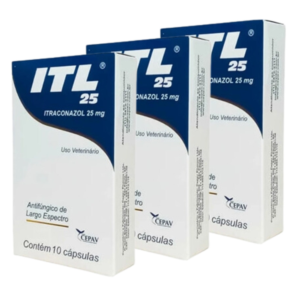 ITL 25 Cepav Itraconazol Antifúngico 10 cápsulas - 25mg - Kit 3 ...