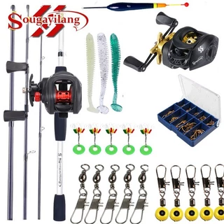 Sougayilang 7.2 : 1 Relação De Engrenagem Carretel De Pesca Vara 1.98m 4 Seções Combos Metal Fibra De Carbono Material A