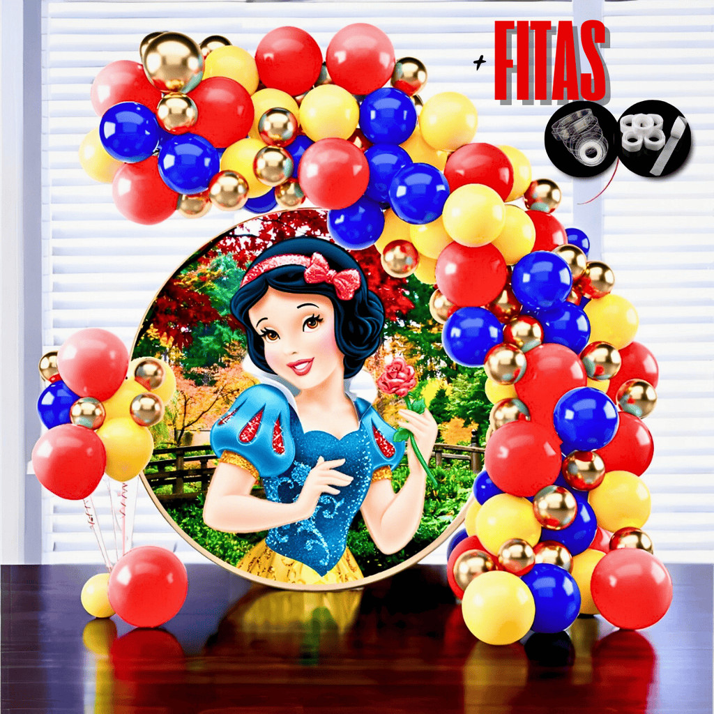 Kit 150 Balões Branca de Neve + Fita Adesiva e Arco - Balões Liso ...