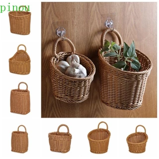 Cestas De Armazenamento De Frutas Vegetais PINOU , Cesta De Suspensão De Vime Tecida De Plástico Prateleira De Parede Su em Oferta na Shopee
