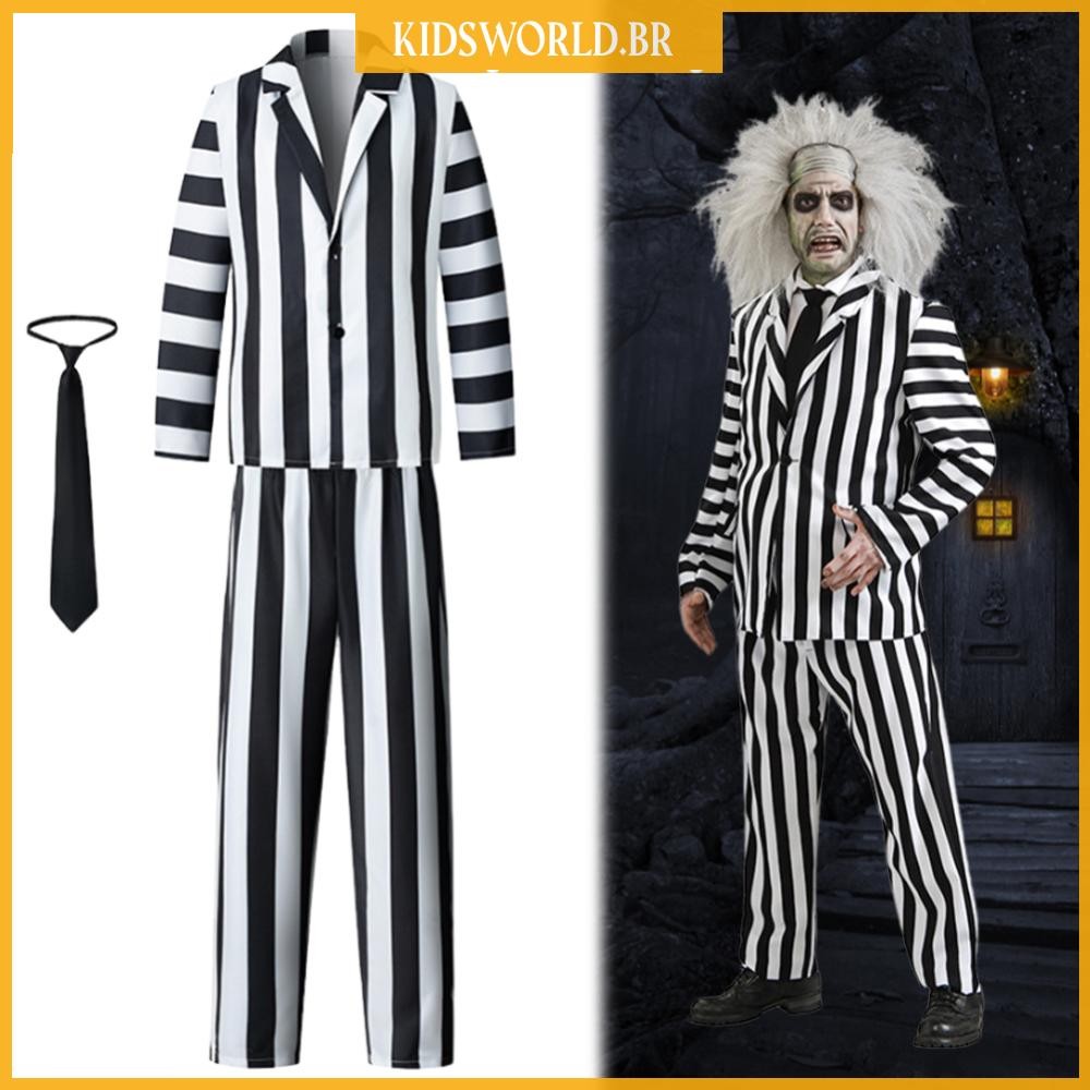 Traje Masculino Beetlejuice Assustador Fantasia De Cosplay De Halloween ...