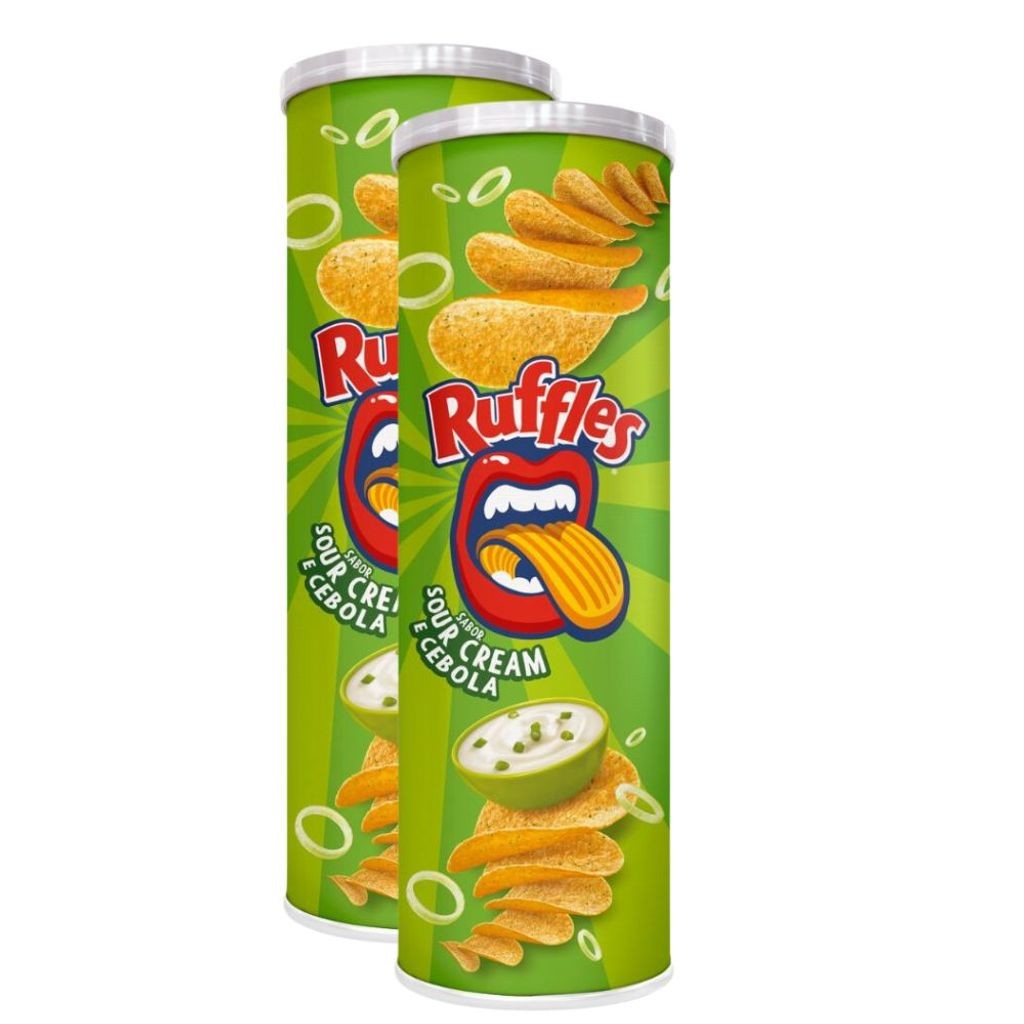 Kit 2 Batata Ruffles Elma Chips Sabor Sour Cream e Cebola Tubo 100g ...