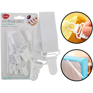 Kit Prendedor De Lençol Organizador Cama Colchão Esticador Elástico Presilhas 4 Und Clink