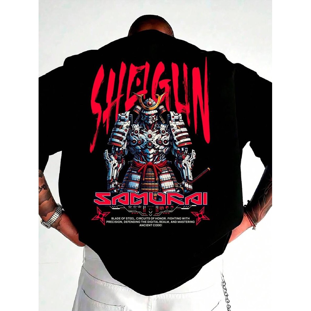 Camiseta oversized Samurai shogun Streetwear Japones Lançamento Estilo de rua
