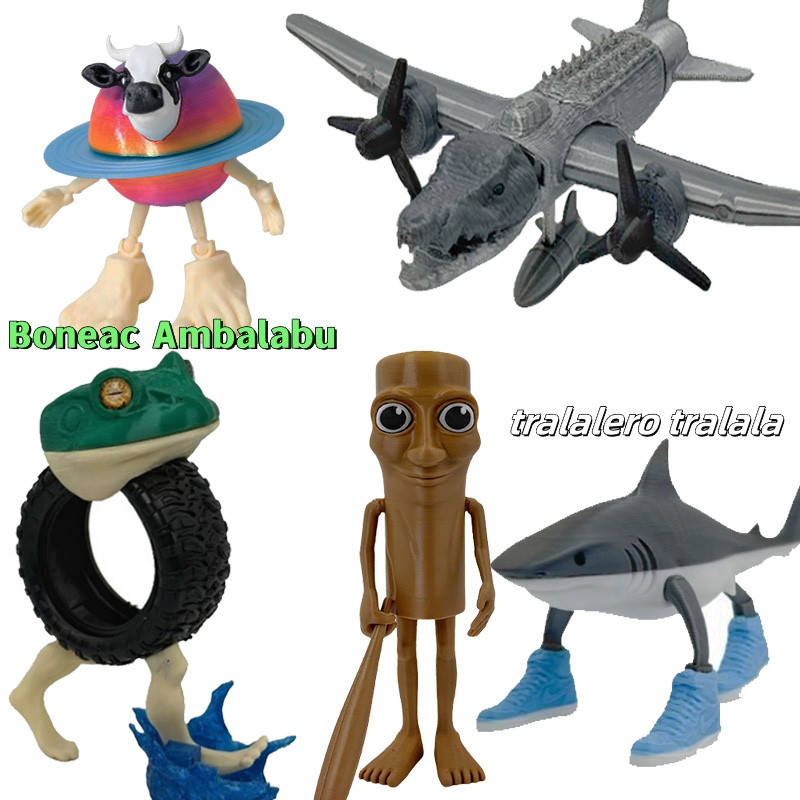 Figuras De Juguete "Italian Brainrot" - 12 Personajes (Tung Tung Sahur, Tralalero) En PVC, Para Coleccionismo Y Decoración