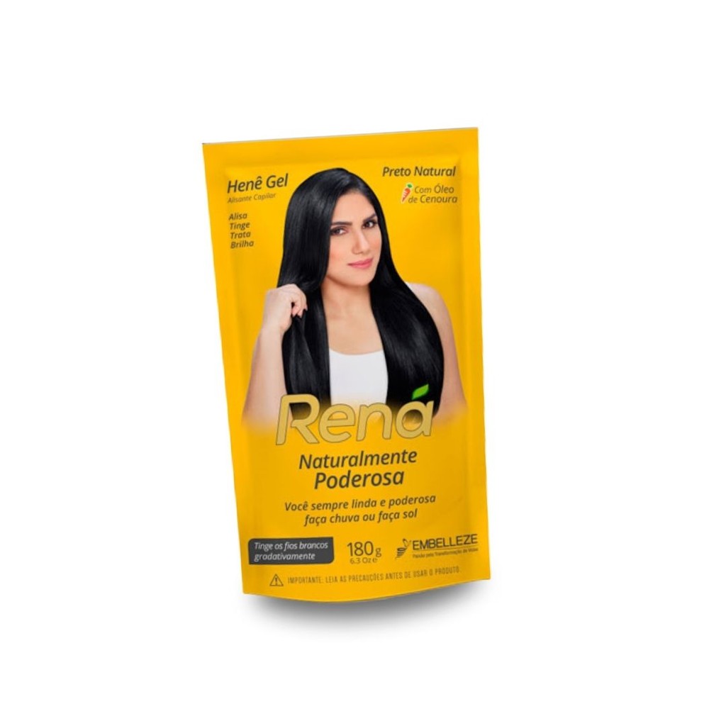 Alisante Capilar Henê Rená Gel 180g Preto Natural - Alisa e Tinge ...