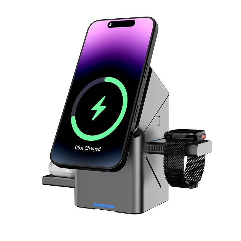 15W 3 Em 1 Carregador Magnético Sem Fio Indução De Rotação De Toque N52 Suporte Forte De Estação De Carregamento Rápido | Shopee Brasil