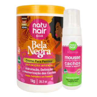 Kit Creme para pentear Bela Negra + Mousse Definidora de Cachos Natuhair