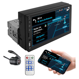 Multimídia H-tech HT-2730CA Carcaça 1 Din Tela 7" Android Auto Car Play + Câmera Ré