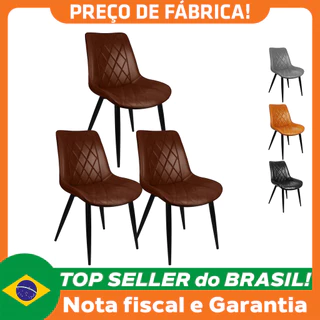 Kit 3 Cadeiras Haifa Livia Tábata Poltrona Estofada Pu Vintage Retro Pés Preto em Oferta na Shopee
