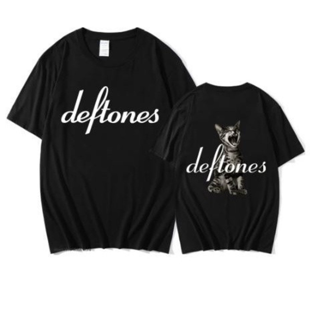 Camiseta Básica Manga Curta Verão Algodão Unissex Deftones Banda Metal Moda Trendy Black