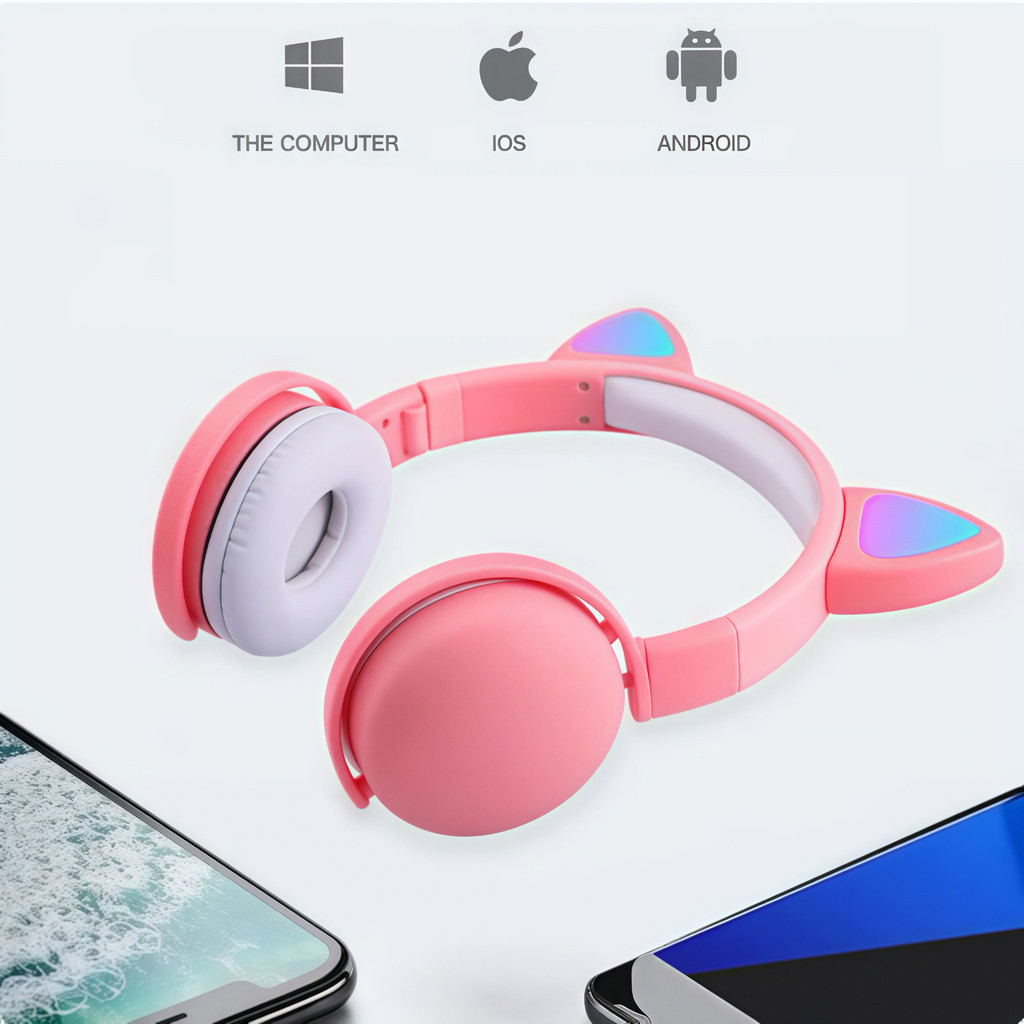 Imagem do produto Fone Gatinho Sem Fio Bluetooth Headphone Gatinho Led Sem Fio 4