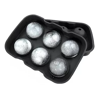 Forma De Gelo Silicone 6 cubo ou 6 bola Grande Drinks Preto