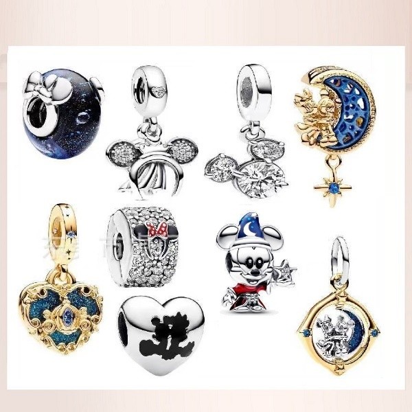 (Novo) Pingente De Lua Crescente Disney Mickey Mouse E Minnie Em Prata ...