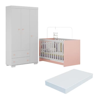 Quarto Infantil com Berço Colchão Incluso e Guarda-Roupas Algodão Doce Multimóveis MP4248 em Oferta na Shopee
