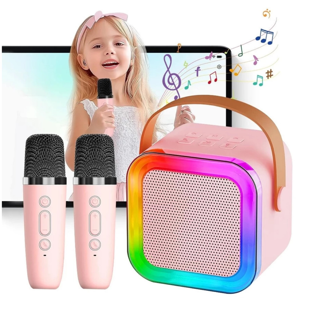 K12 Caixa de som sem fio com microfone Karaokê, Mini Alto-falante Bluetooth portátil de Karaoke com 1/2 Microfone