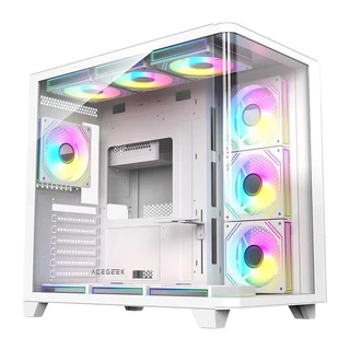 Gabinete Gamer Acegeek CurveX, Mid-Tower, Lateral de Vidro, Branco, AG-CURVEX-WH em Oferta na Shopee