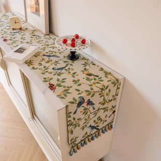 Corredor De Mesa Nórdico Fazenda Com Borlas Algodão Linho Para De Jantar TV Gabinete Centro Casa Sala Estar Decoração