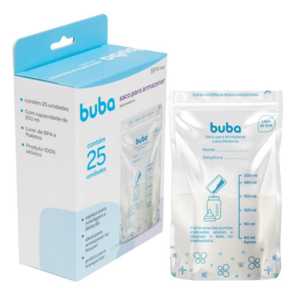 Kit Saco Para Armazenar Congelar Leite Materno 25 Unidades 200ml Branco ...