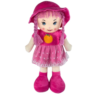 Brinquedo Boneca De Pano 55cm Pelúcia Laranja Rosa - Castela