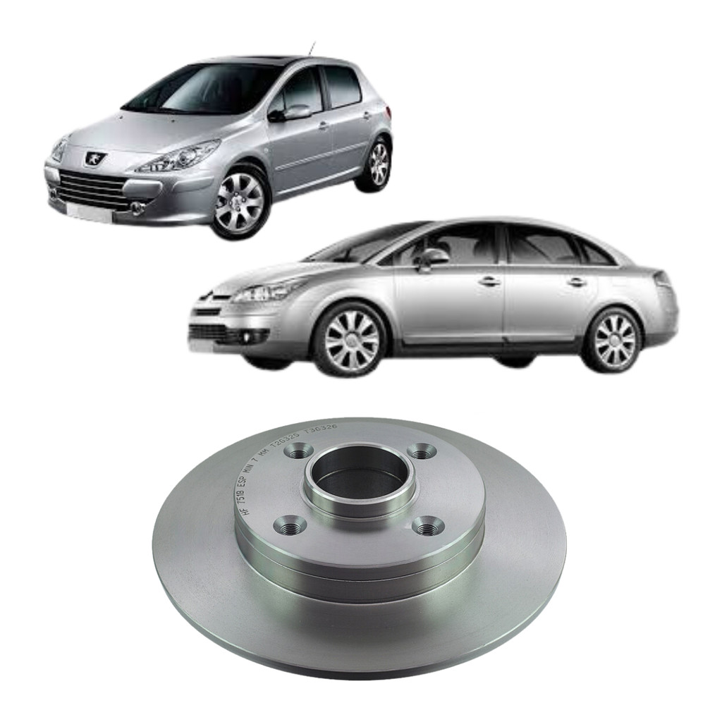 Disco de freio TRASEIRO SOLIDO Peugeot 307/ Citroen C4 sem cubo 2000 ...