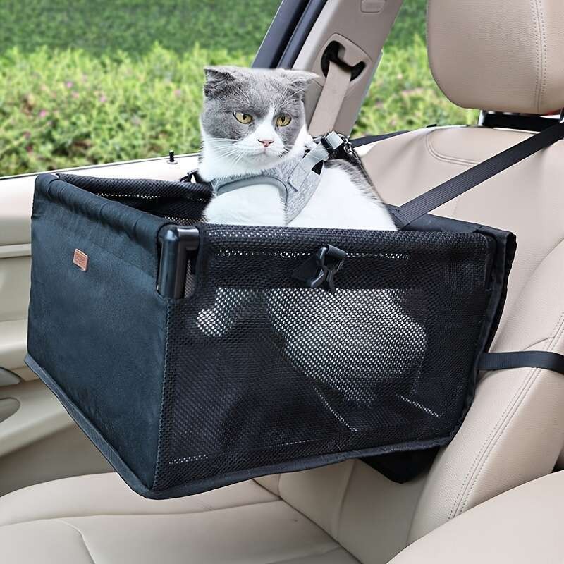 Bolsa De Assento De Carro Portátil E Dobrável Para Cães Pequenos,Gatos,Filhotes Com Janela De Malha