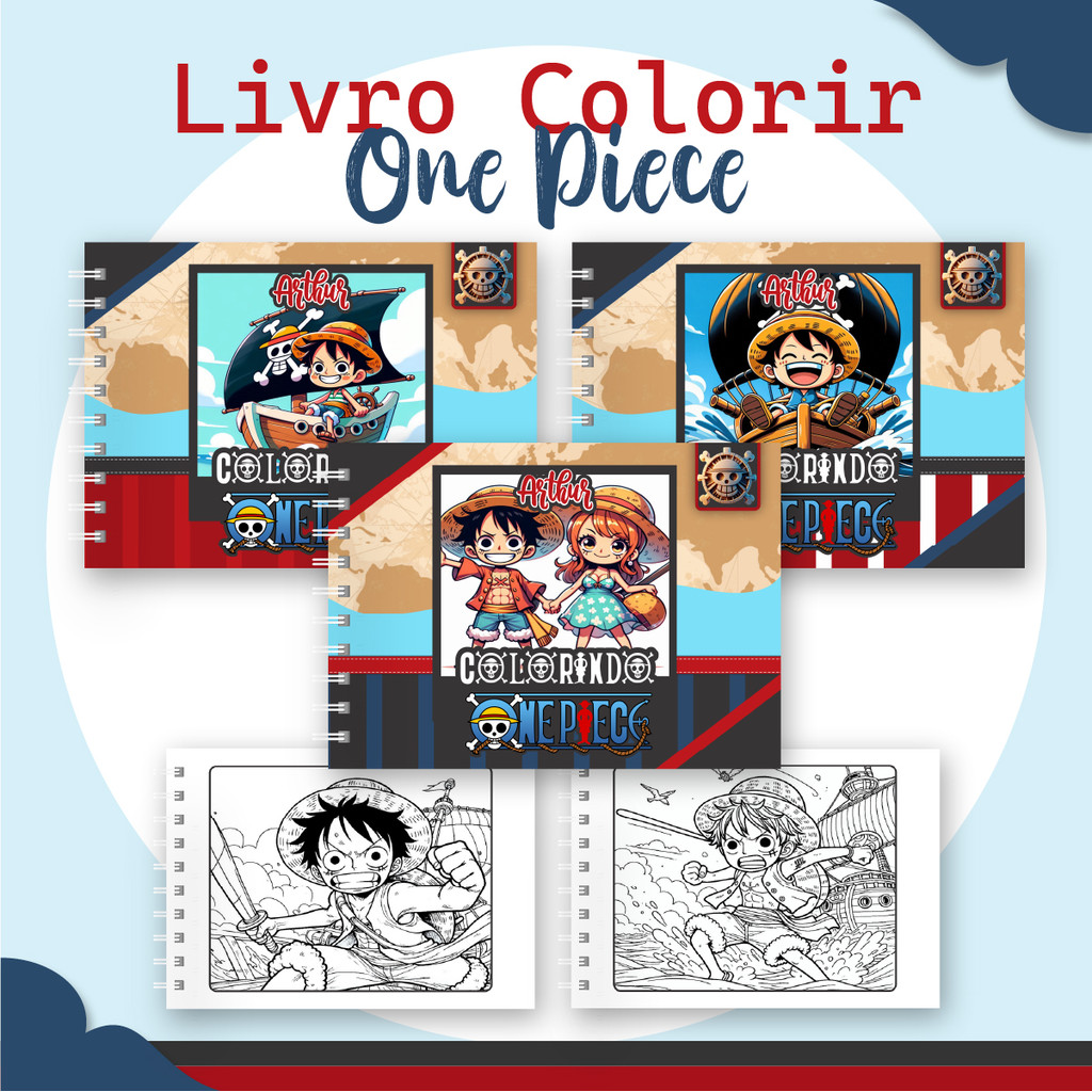 Livrinho Livro de Colorir Personalizado com Nome One Piece Com 50 ...