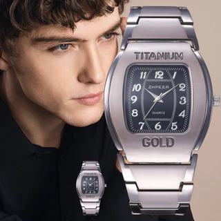 Relógio masculino relógio masculino barril quadrado liga de titânio negócios Casual relógio de quartzo