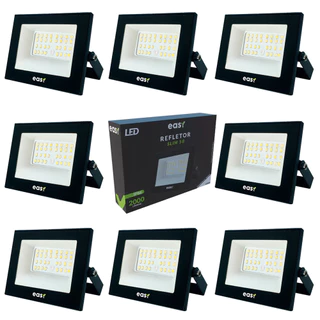 Kit 8 Refletor Led Easy 50W Luz Branco Frio 6500K Bivolt 127v 220v Iluminação Externa