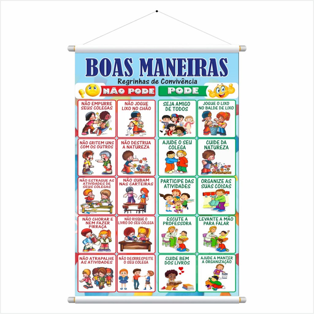 Banner Pedagógico 40x60cm Boas Maneiras Regrinhas de Convivência ...