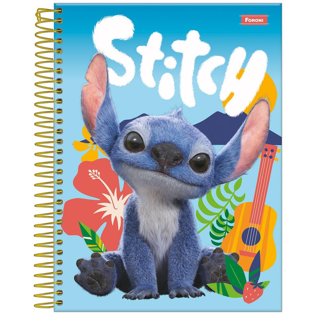 Caderno Colegial 10 Matérias 160 Folhas Stitch Filme Azul Foroni ...