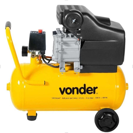 Motocompressor de Ar Compacto e Portátil 8,0 pcm 21,6 litros MCV216 Vonder