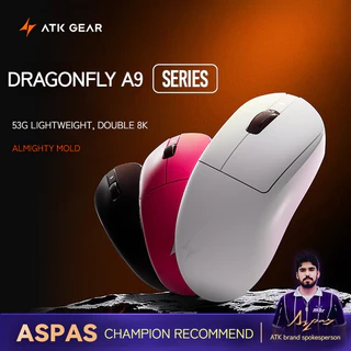 ATK Dragonfly A9 Plus/Ultra Wireless E-sports Gaming Mouse-Leve Tri-mode PAW3395/3950 Dual 8K Ratos Ergonômicos
