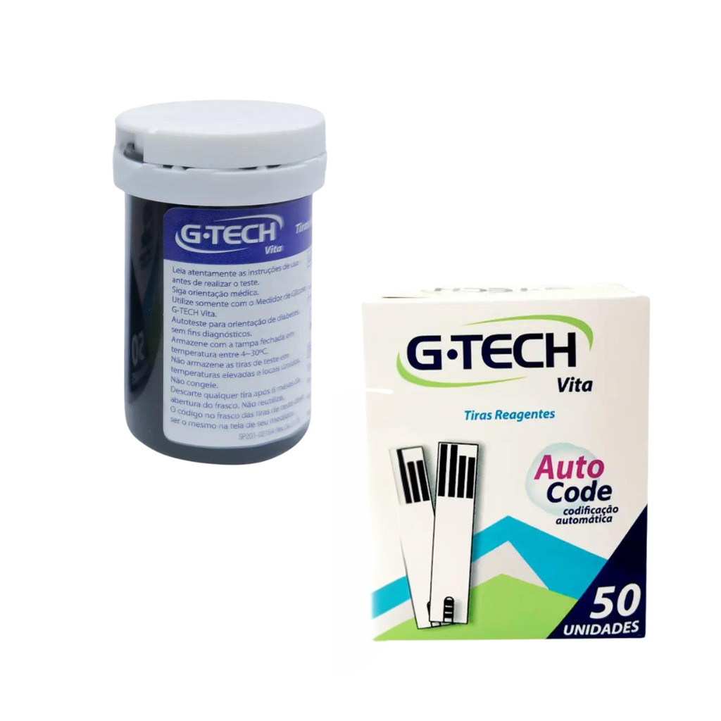 Fita Reagente para Teste de Glicose G-Tech Auto Code Vita | Shopee Brasil