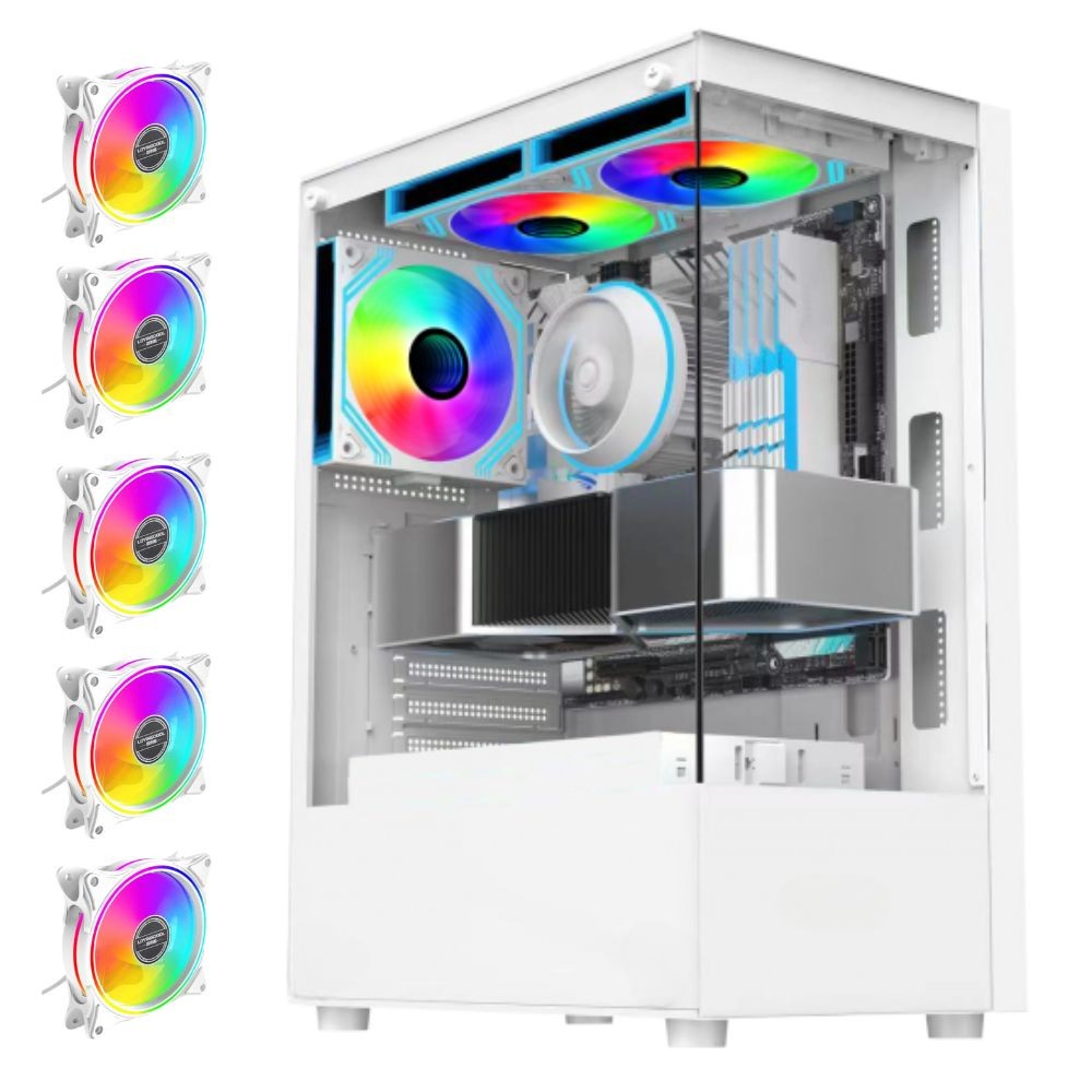 Gabinete Pc Gamer Branco Com 5 Fans Rgb Inclusas Micro Atx Mini Itx ...