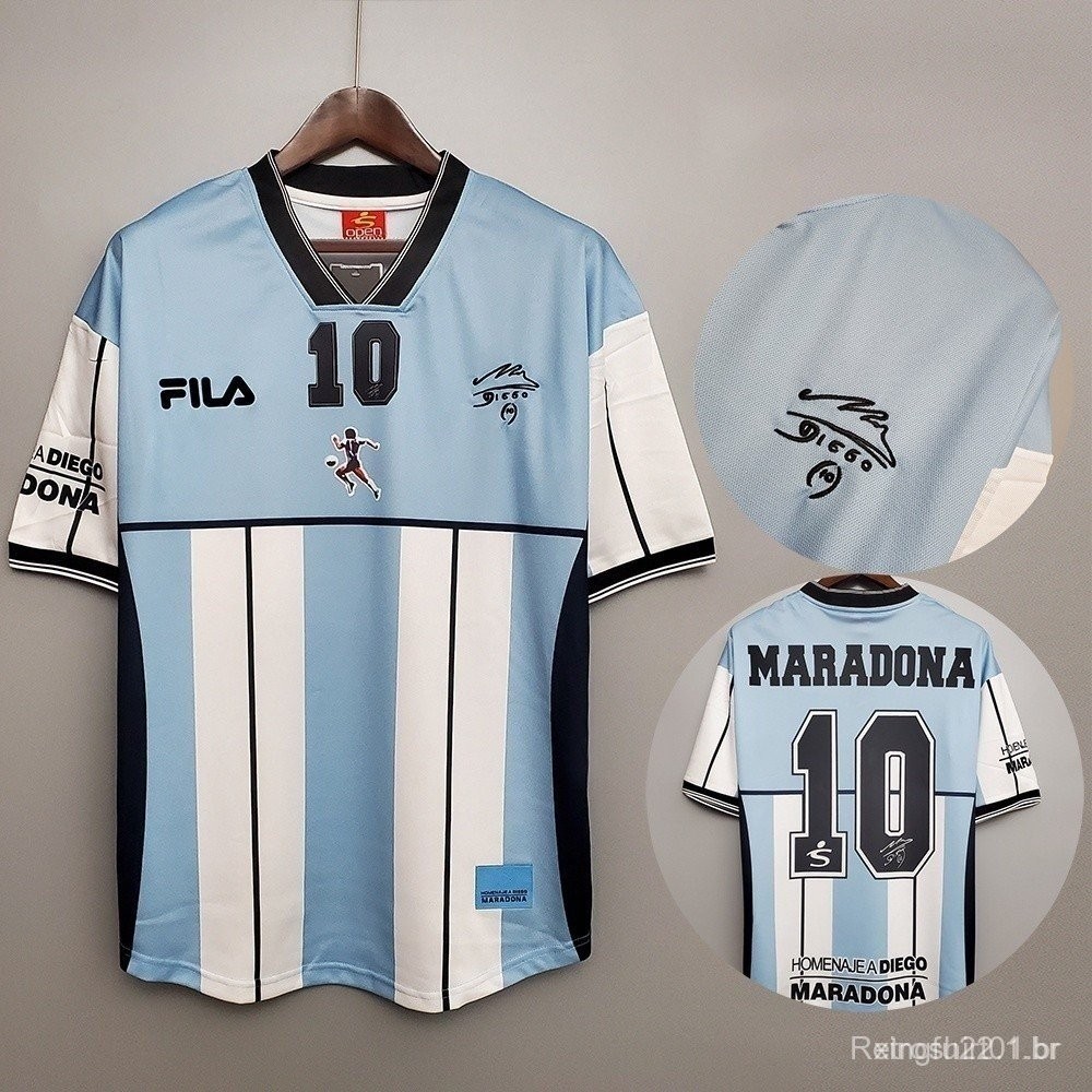 Argentina 2001 Retro Jersey Maradona #10 Edição Comemorativa Futebol ...