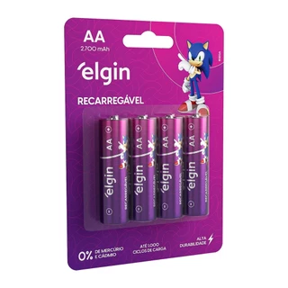 Pilha Recarregável Aa Pequena 2700mah Elgin Blister C/4 Unid