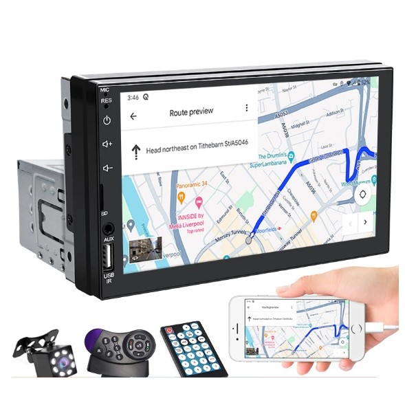 Multimídia Central do carro MP5 Bluetooth 1 DIN 7 polegadas USB/AUX/TF ...