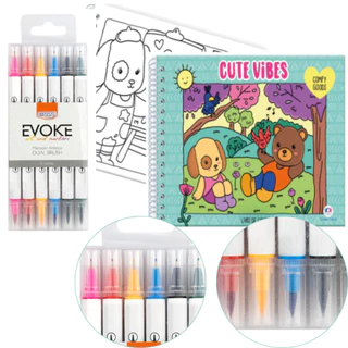 Livro de Colorir Bobbie Goods Cute Vibes + 6 Marcadores Com Ponta Dupla em Oferta na Shopee