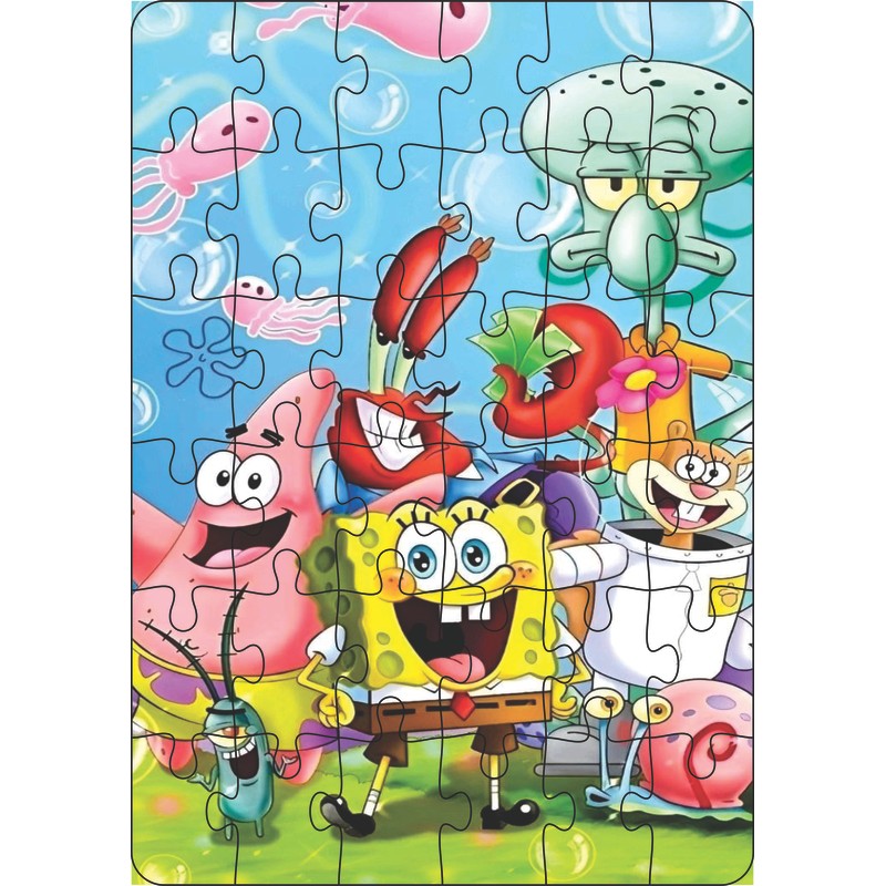 Quebra-Cabeça Jogo Infantil Turma Bob Esponja 36 Peças MDF 18x26 ...