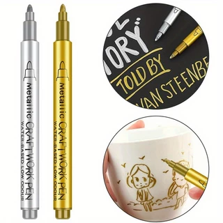 4 Pçs Ouro Prata Metálico Marcador Conjunto Caneta De Pintura Marcadores De Arte Permanente À Prova Dwaterproof Água Gra